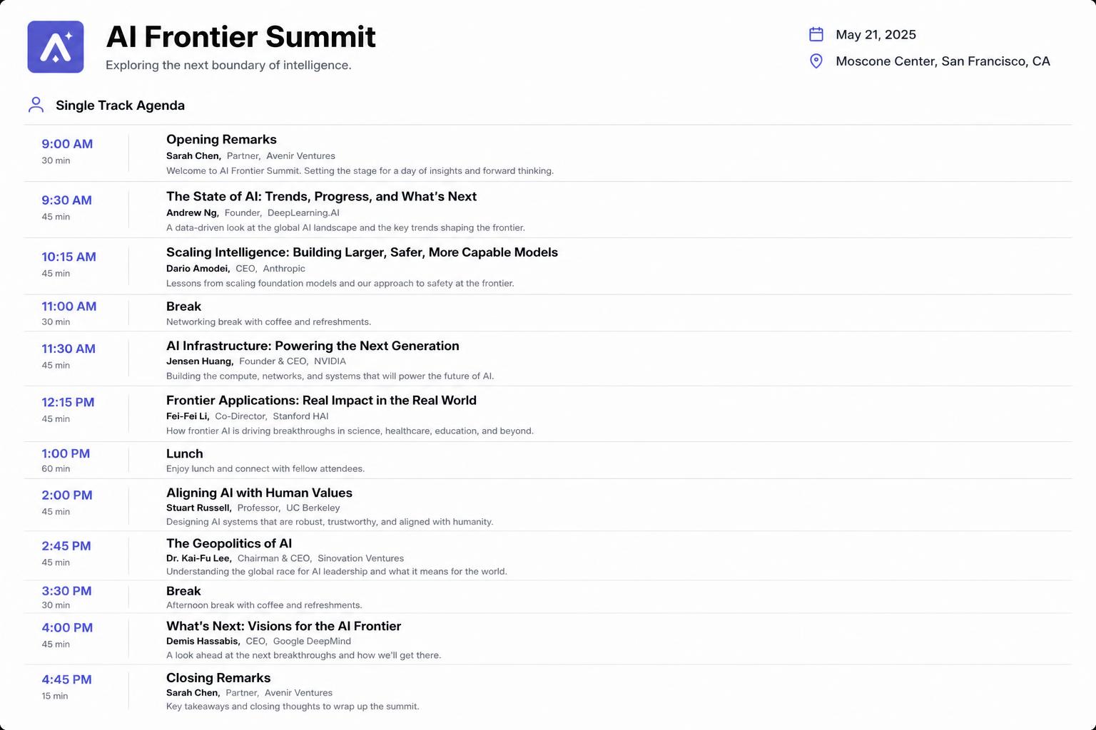 Screenshot of a conference agenda